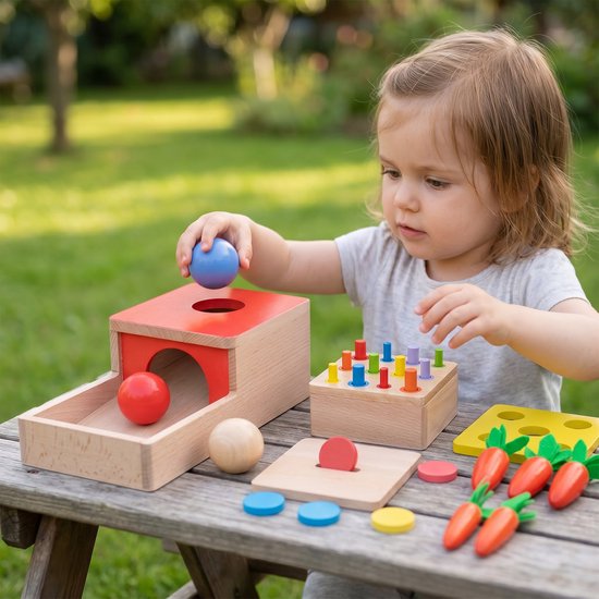 Montessori Vormen Stoof - Educatief Houten Speelgoed - 4-in-1 Sorteerspeelgoed - Activiteitenspeelgoed vanaf 1 Jaar — afbeelding 2