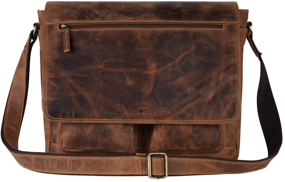 GREENBURRY business tas laptoptas met laptopvak Vintage Business Bag Brown bruine