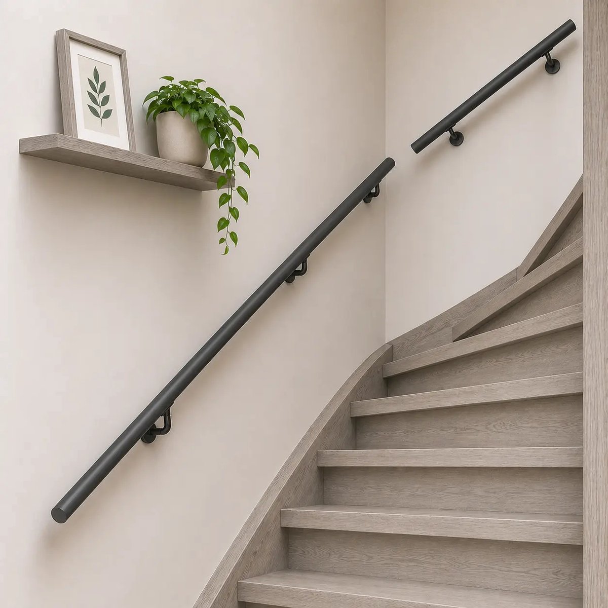 Boomstam Trapleuning Vigo | Zwart | 100cm | Bijbehorende beugels beschikbaar | Berkenhout