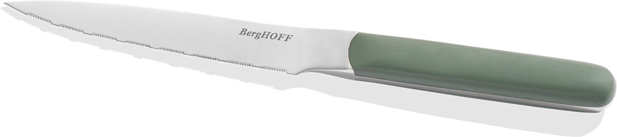 BergHOFF Home Elements Kartelmes 11,5 cm – Broodmes, Tomatenmes & Citrusmes voor Brood, Fruit & Groenten – Vlijmscherp RVS, Ergonomisch Handvat & Vaatwasbestendig Mes – Khaki