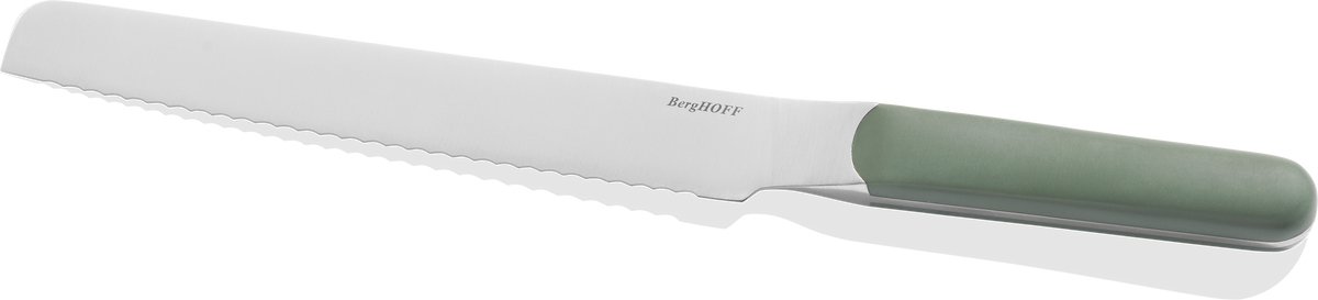 BergHOFF Home Elements Broodmes 21 cm – Gekarteld Taartmes & Baguettemes voor Brood, Cake & Meloen – Vlijmscherp RVS, Ergonomisch Handvat & Vaatwasbestendig Mes – Khaki
