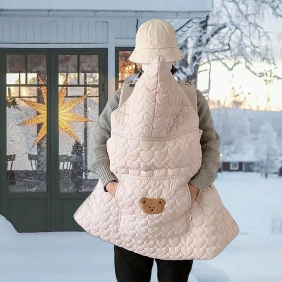 Baby Draagzak Cover - Winterhoes Kinderwagen - Baby Warm Houden - Winddicht & Verdikt - 77x105 cm - Beige — afbeelding 4