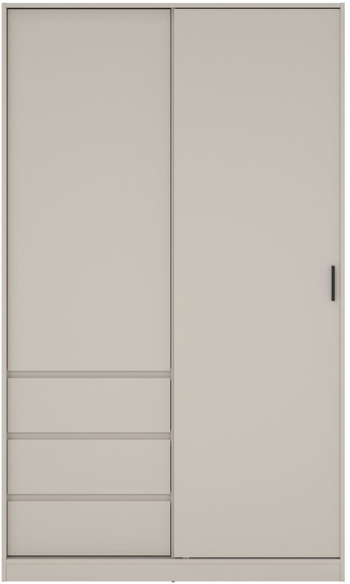 Kledingkast met Schuifdeur Beige - 2-deurs met 3 lades - MDF - 118,5x60x200cm