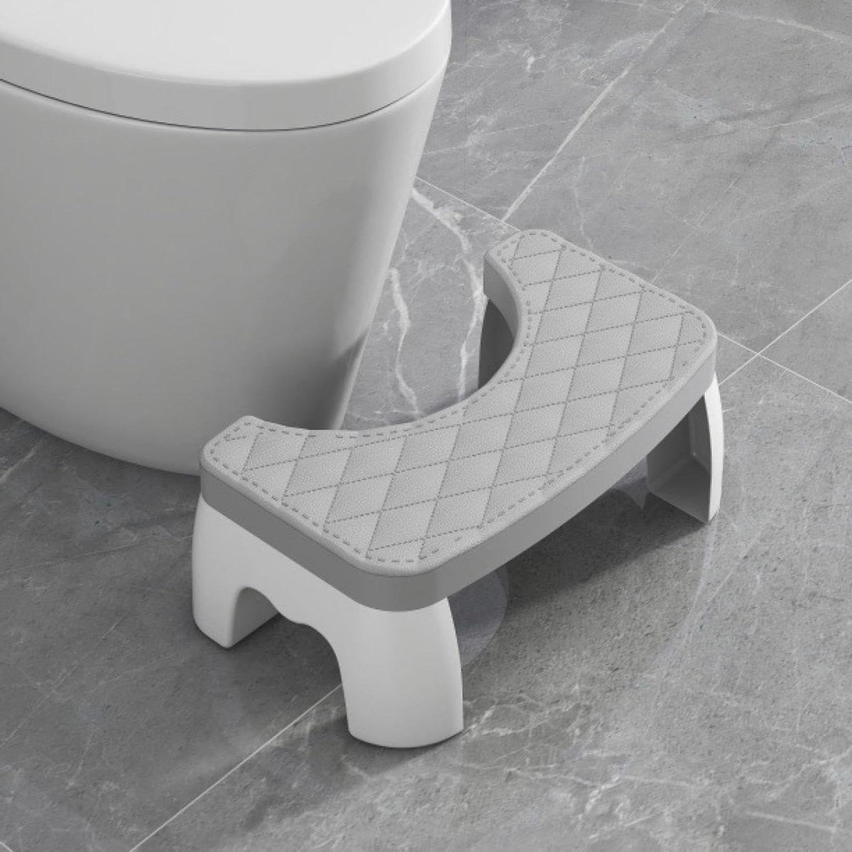 Toilet Hurk Kruk - WC Stoel Kruk - Comfortabel Toiletteren - Boogontwerp - 42 x 25 x 17 cm - Grijs