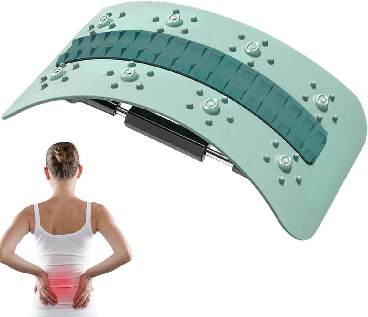 Ruggen stretcher - Ruggenkraker Massager - Rugklachten verlichten - Ergonomische steun - 39 x 22 x 7 cm - Zwart