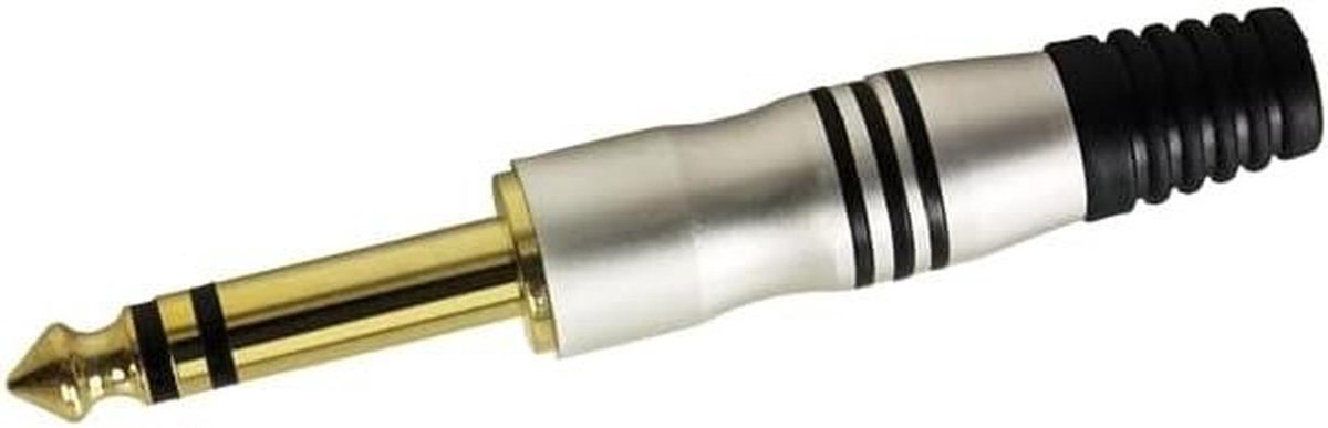Jack Connector - Klinkstekker Stereo - Audio Verbindingen - Gouden Contacten - 63 mm - Zilver