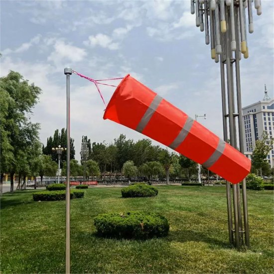 Reflecterende windzak - Windmeter sok - Windrichting meten - Rip-stop materiaal - 08 m - Oranje Wit — afbeelding 3