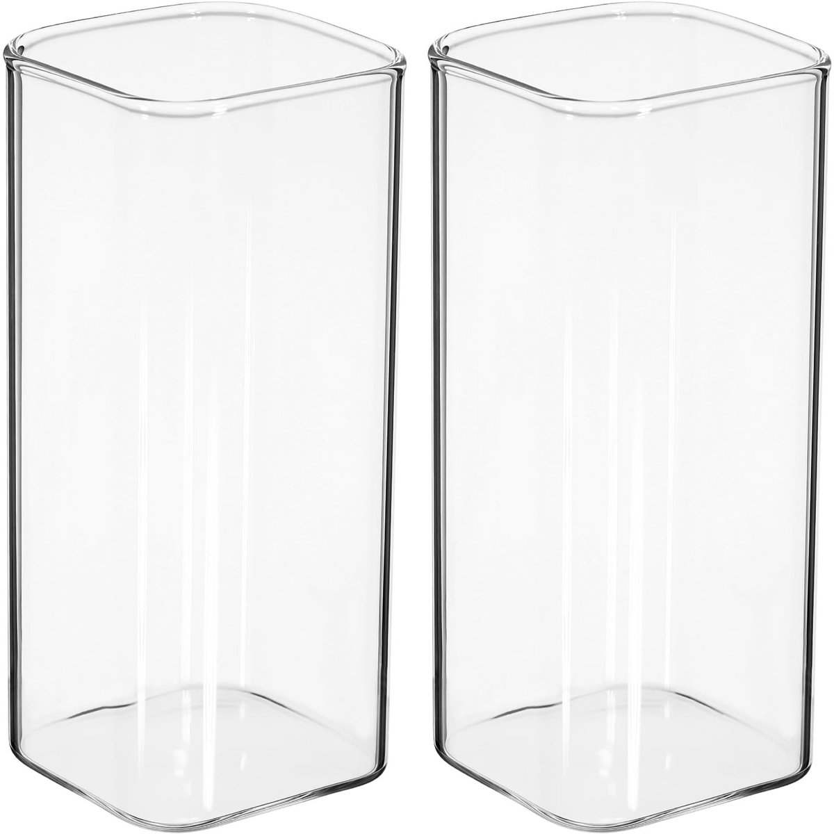 Dailygoody - OmGoods - Dailygoody - glazen bekers - vierkante drinkglazen - hittebestendig - 400 ml - cocktail-whisky-beker - ideaal voor thuis en op reis - set van 2
