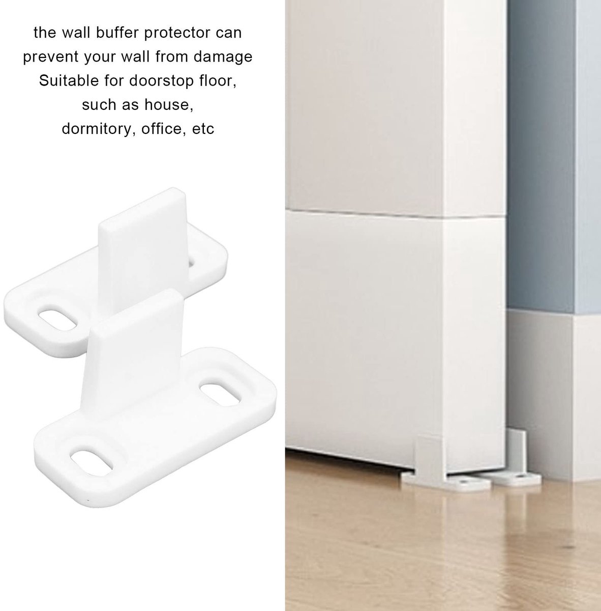 Dailygoody - Vloergeleiding voor schuurdeur - Deurstopper - Witte schuurdeurstoppers - Koolstofstaal - Schuifdeur - Accessoires voor de montage