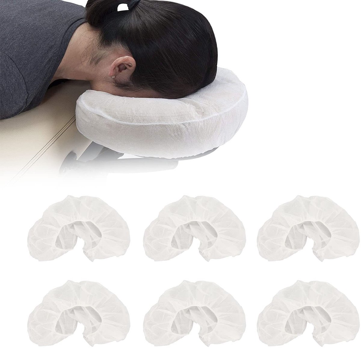 Dailygoody - Massage hoofdsteun hoes - U-vorm - Ademend en elastisch - 50 stuks - Kussenslopen voor massagetafel - Geschikt voor salons en spa's