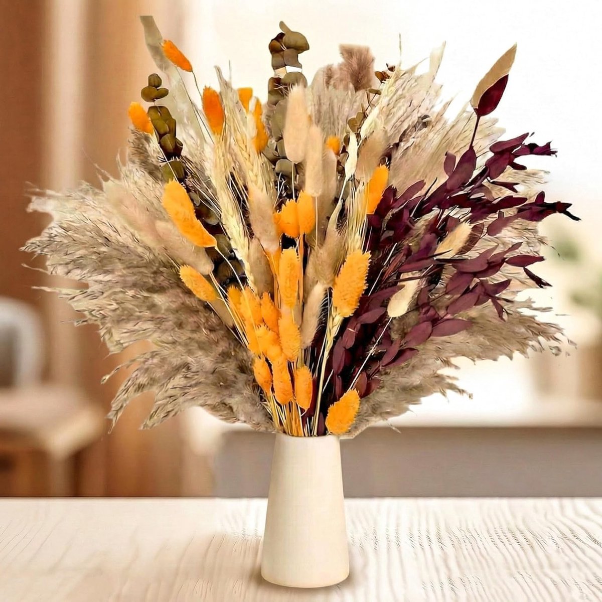 100 Stuks Gedroogde Pampas Grassen Boeket van 43 cm - Decoratie voor Slaapkamer, Eetkamer en Bruiloften, Natuurlijke Droogbloemen voor Thuisdecoratie