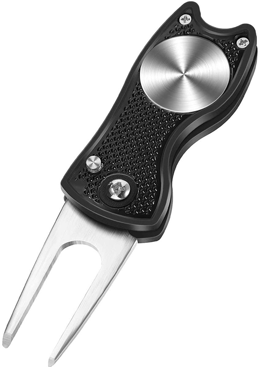 Dailygoody - Golfdivot Tool - Opvouwbare Pitchfork - Roestvrij staal - Praktisch en Compact - Ideaal voor Golfers - Must-have voor Greens