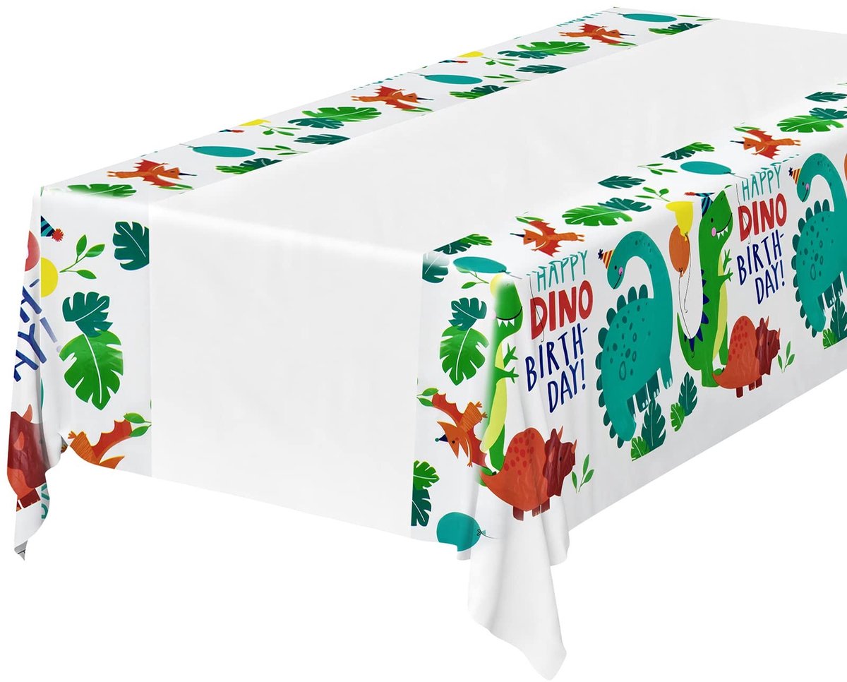 Dailygoody - Dinosaurus-tafelkleed - Waterdicht - 108 x 180 cm - Verjaardagsfeest - Feestdecoraties voor kinderen