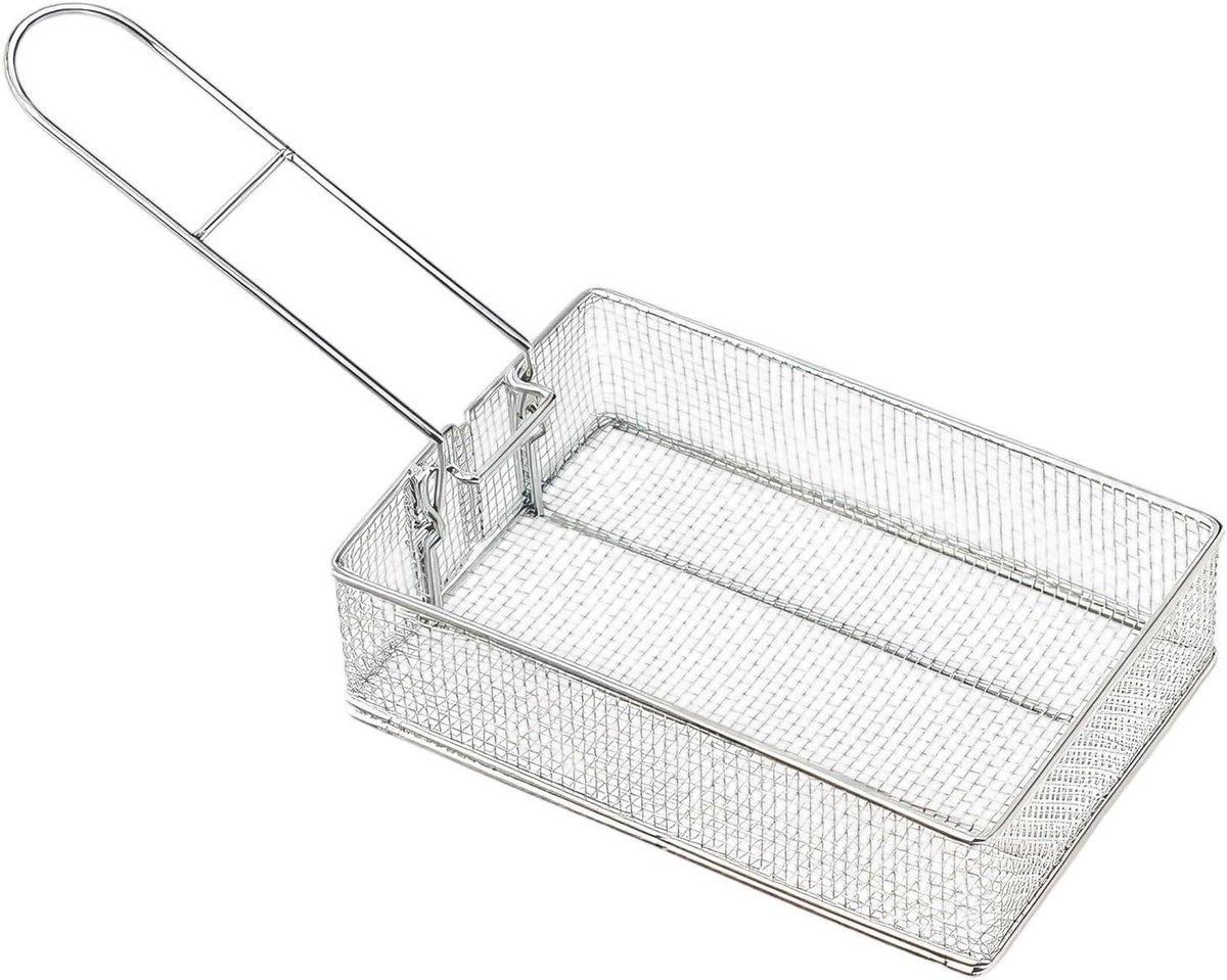 Mini Frituurmanden - Draadmand Keukenzeef - Frituren en Afgieten - Inklapbaar Ontwerp - 19 x 12.9 x 5.6 cm - Zilver