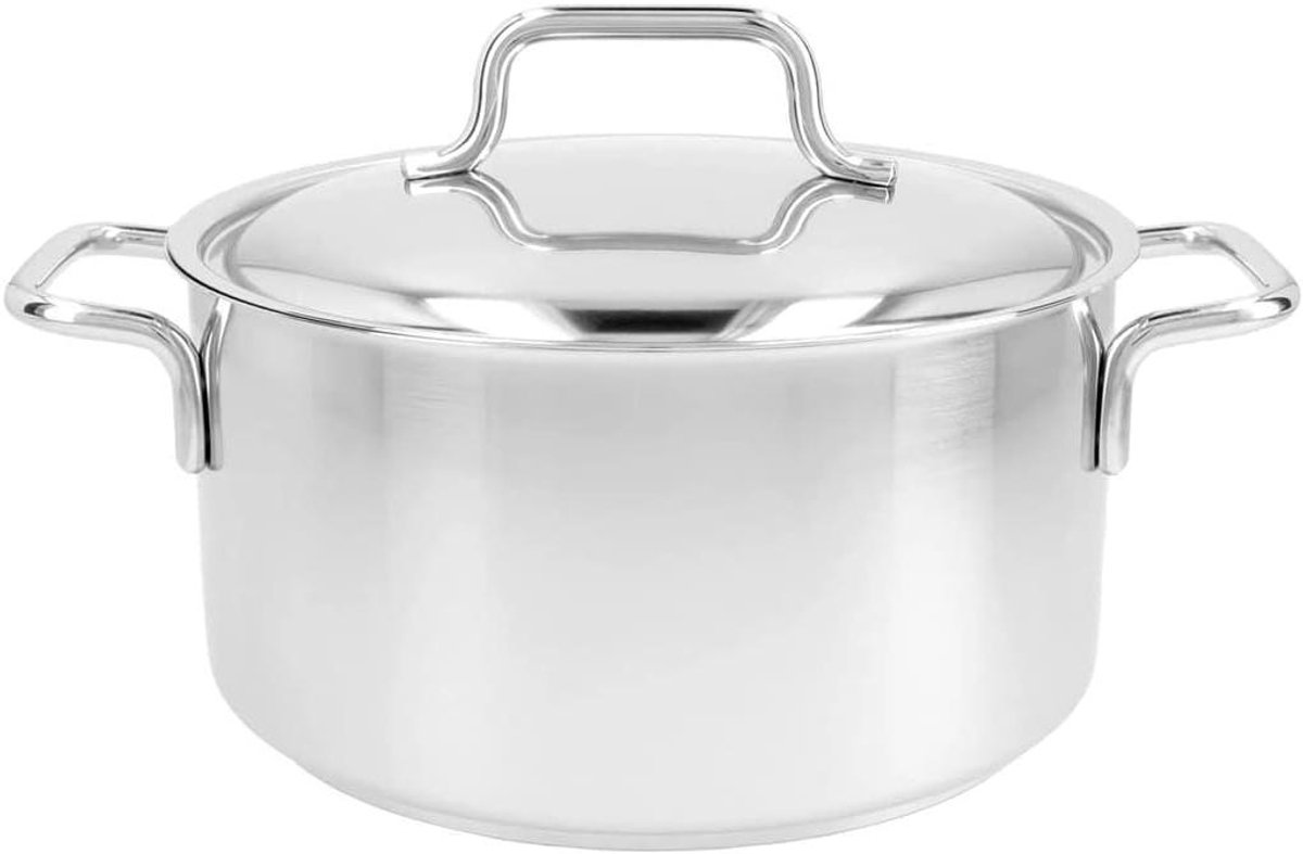 Kookpot met Deksel - Braadpan Sauspan - Klassiek Koken - 7-Laags Basis - 20 cm - Zilver