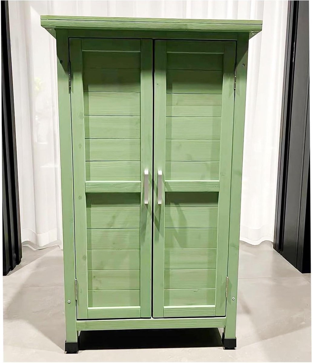 Tuin Opbergkast - Tuinhuisje Gerei - Tuinspullen Opbergen - Massief Hout Waterdicht - 100 x 59 x 34 cm - Groen