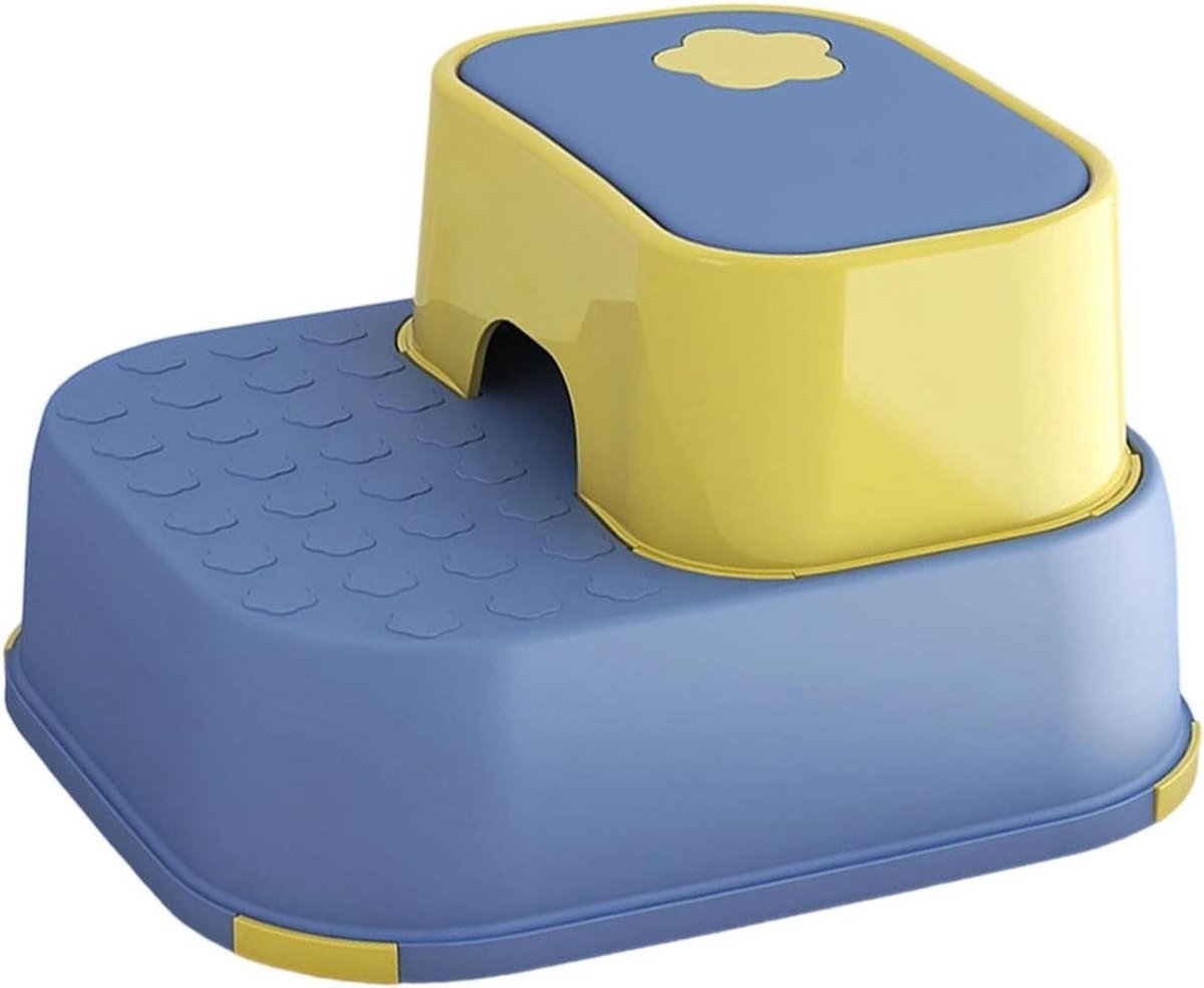 Kinder Opstapkrukje - Toilet Opstapje - Zelfstandig Handen Wassen - Dubbele Antislip Trede - 35B x 24H cm - Wit
