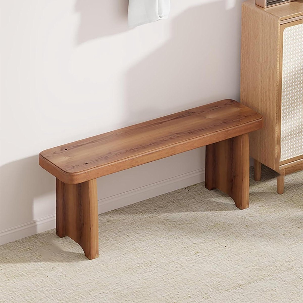 Houten Halbank - Keukentafelbank Stoel - Schoenen Aantrekken - Massief Hout - 90x20x35cm - Natuurlijk Hout
