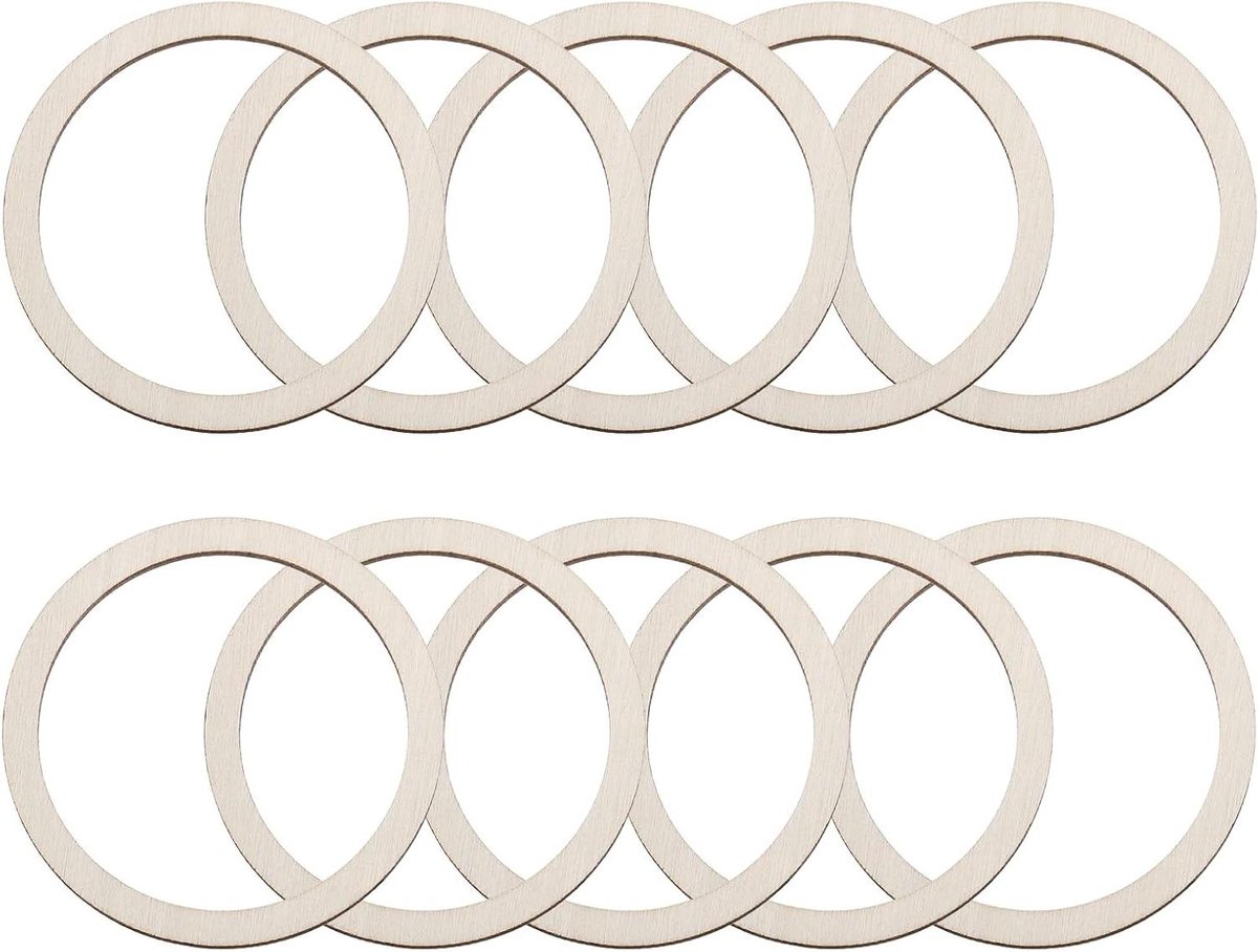 Houten Ringen Onbewerkt - Houten Cirkels - Hobby Knutselen - Natuurlijk Hout - 60mm Diameter - Natuurlijk