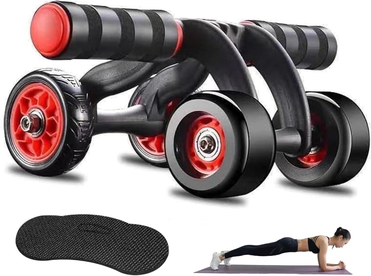 Ab Roller 4 Wielen - Buikspierwiel Core Trainer - Buikspieren Trainen - Automatische Rebound Functie