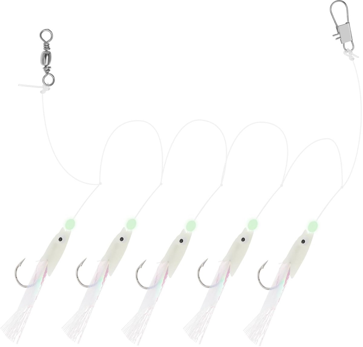 Dailygoody - Lichtgevende Zeevisgerei - Gloeiende Vishaak - Veelkleurig - Duurzaam Kunststof - Perfect voor Zeevissen - 15 Stuks