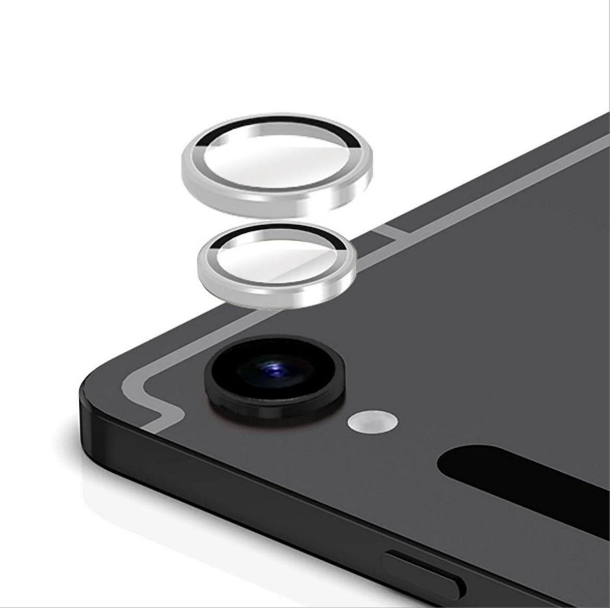 Dailygoody - Cameralensbeschermer - Volledige bescherming - Zilver - Metaal + gehard glas - 2 stuks - Geschikt voor Samsung Galaxy Tab S9 FE - Zilver