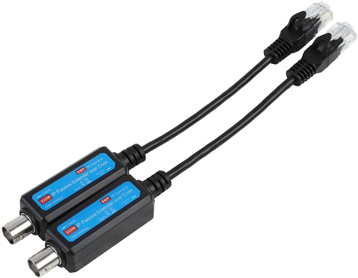 Dailygoody - Ethernet Over Coax Adapter - Moca Adapter - Passief en eenvoudig te installeren - Compact formaat - IP-camera extender - 10 100 Mbps - Ge.
