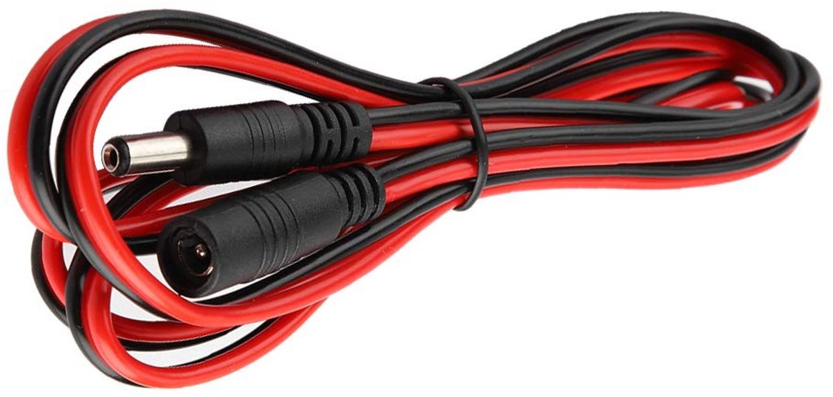 Dailygoody - Verlengkabel - DC5521 Voedingskabel - 150 cm - Zwart Rood - Ideaal voor camera's en apparatuur - Voor thuisgebruik - 5V-36V