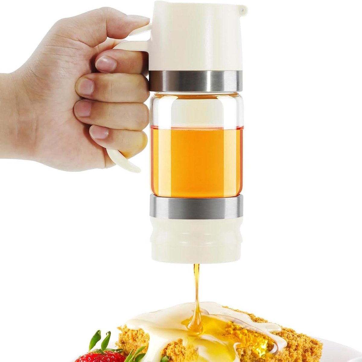 Honing Dispenser - Sirup Pot - Schoon Schenken - Nooit Meer Lekken - 250 ml - Geel