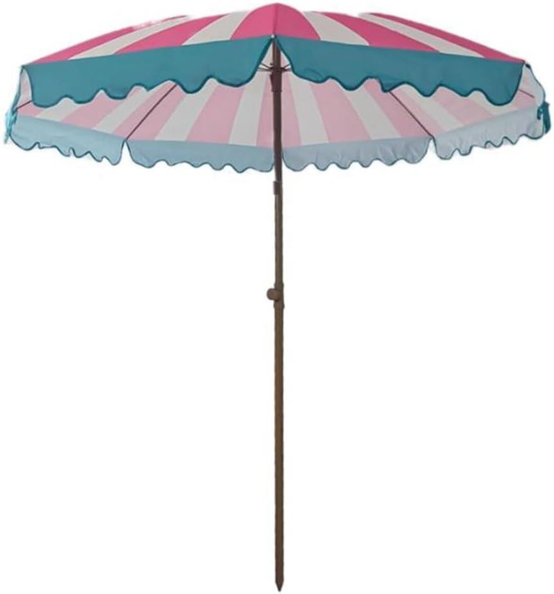 Strandparasol - Zonnescherm - Bescherming tegen zon - Verstelbare hoogte - 180cm diameter - Roze strepen