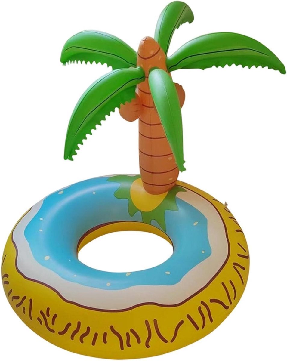 Opblaasbare Drijver - Zwembad Vlotter - Waterrecreatie Zomer - Tropisch Palm Thema - 120 cm Diameter - Groen