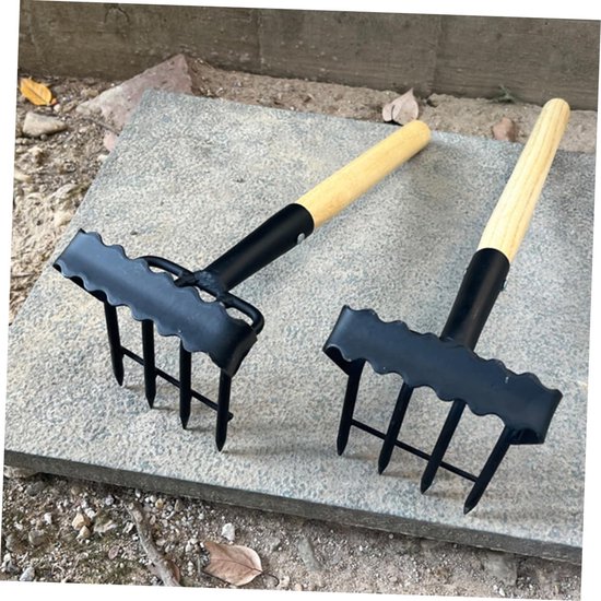 Handhark Tuin - Kleine hark - Onkruid wieden - Roestvrij staal - 36 cm - Zilver van Handhark — afbeelding 4