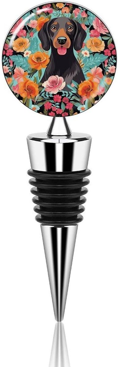 Wijnfles Stopper - Flessenkurk Decoratief - Wijn Bewaren - Uniek Hondenontwerp - 10 cm - Wit