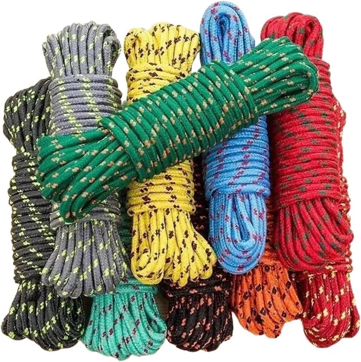 Waslijn 10m Lange Nylon Decoratie Touw Gekleurde Polyester Hand Geweven Waslijn Zacht Slijtvast En Antislip Truck Binding Cord (10 meter x 10 stuks)