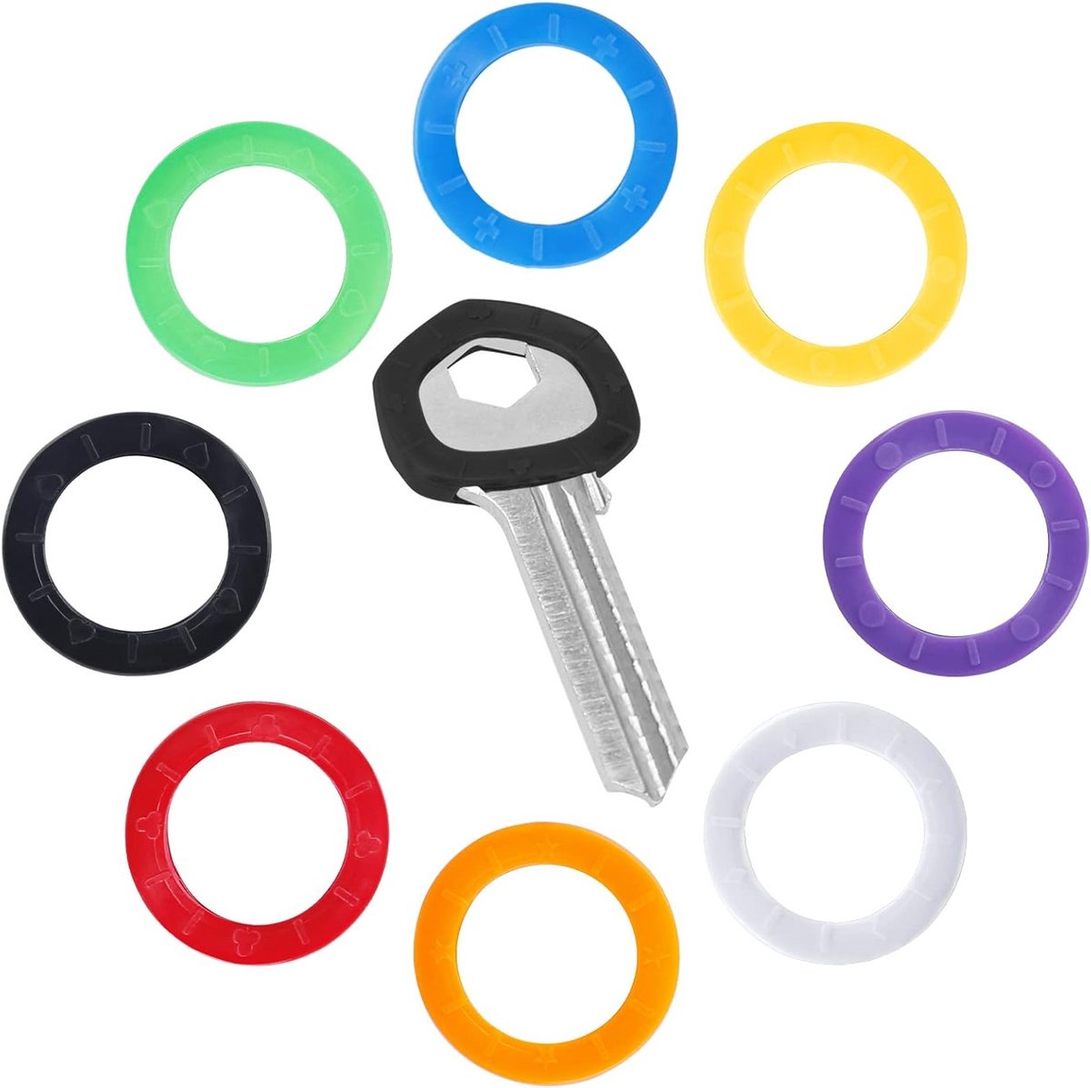 Kleurige ronde sleutelcovers voor kleine ronde en platte huissleutels - 24 stuks in 8 kleuren, perfect voor identificatie en bescherming