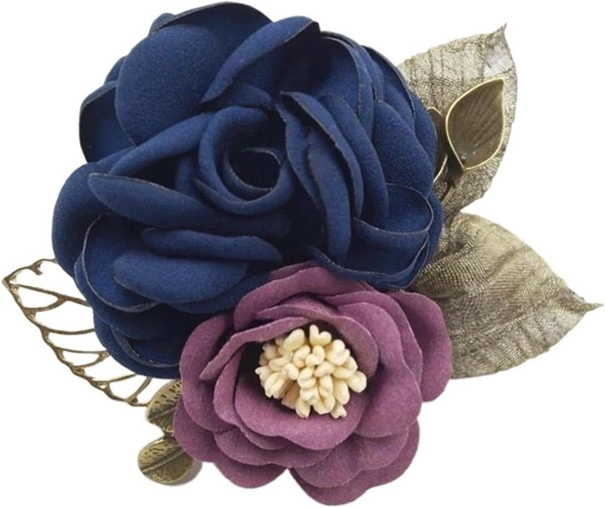 Corsage Bloemen - Stof Bloem Speld - Bruiloft Decoratie - Handgemaakt Materiaal - 5 Stuks - Blauw