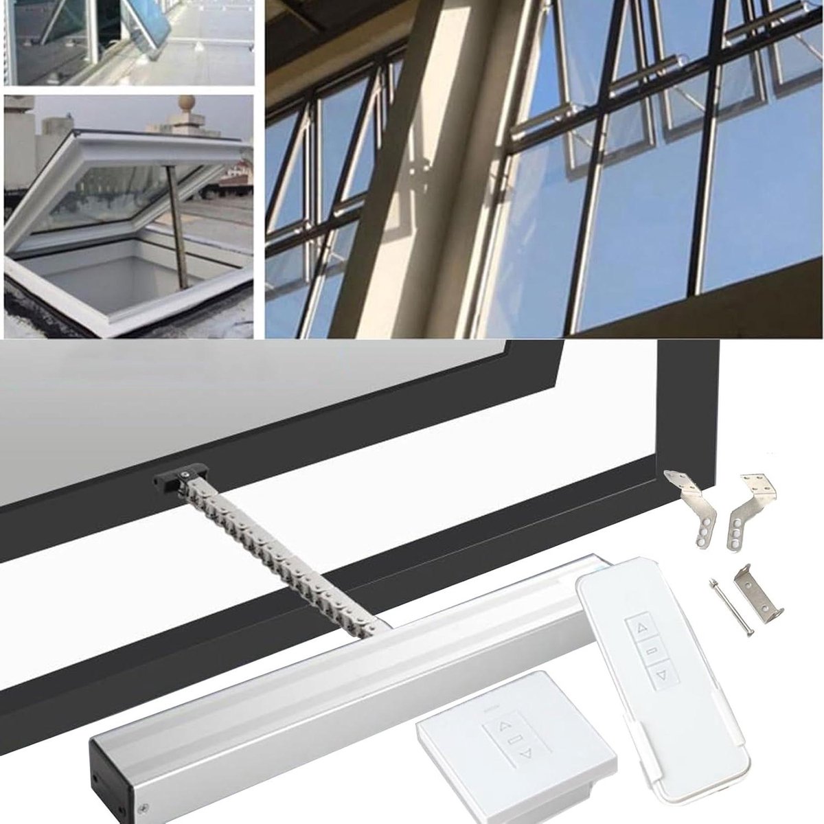 Elektrische raamopener - Automatische opener - Ramen openen - Dubbele ketting - 300-1000mm slag - Zilver