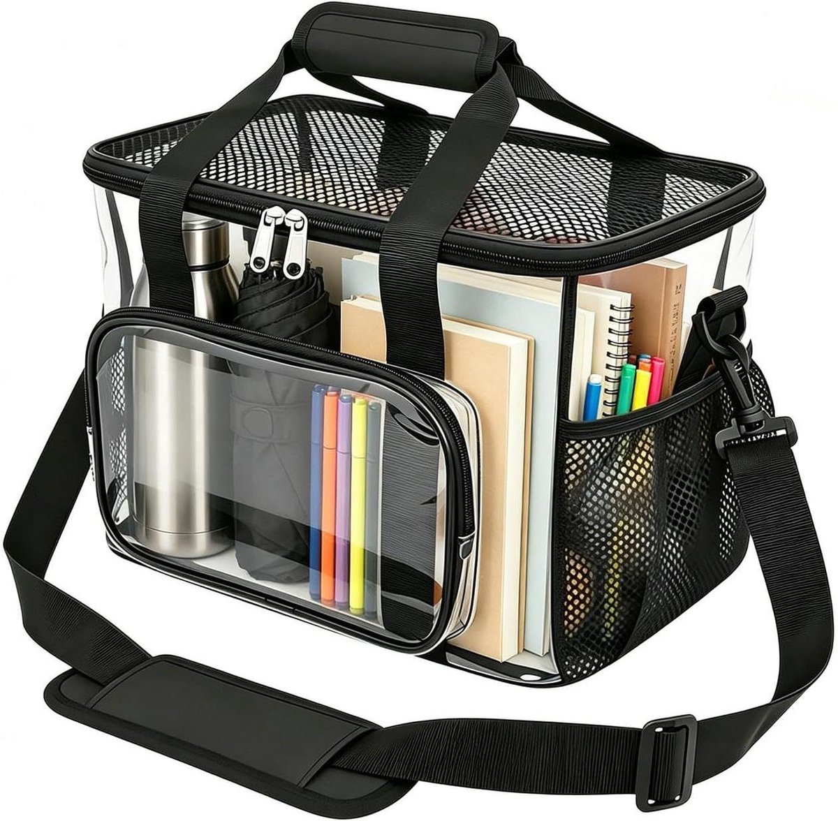 Transparante lunchtas - Duidelijke draagtas - Veiligheid evenementen - Stadion goedgekeurd - 30 x 23 x 23 cm - Transparant