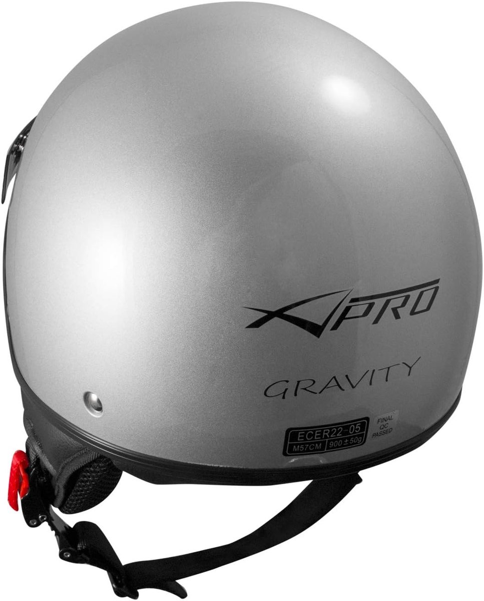Open Jet Helm - Scooter Helm - Motorrijden - ECE 22-05 Goedgekeurd - 57-58 cm - Zilver – foto 5