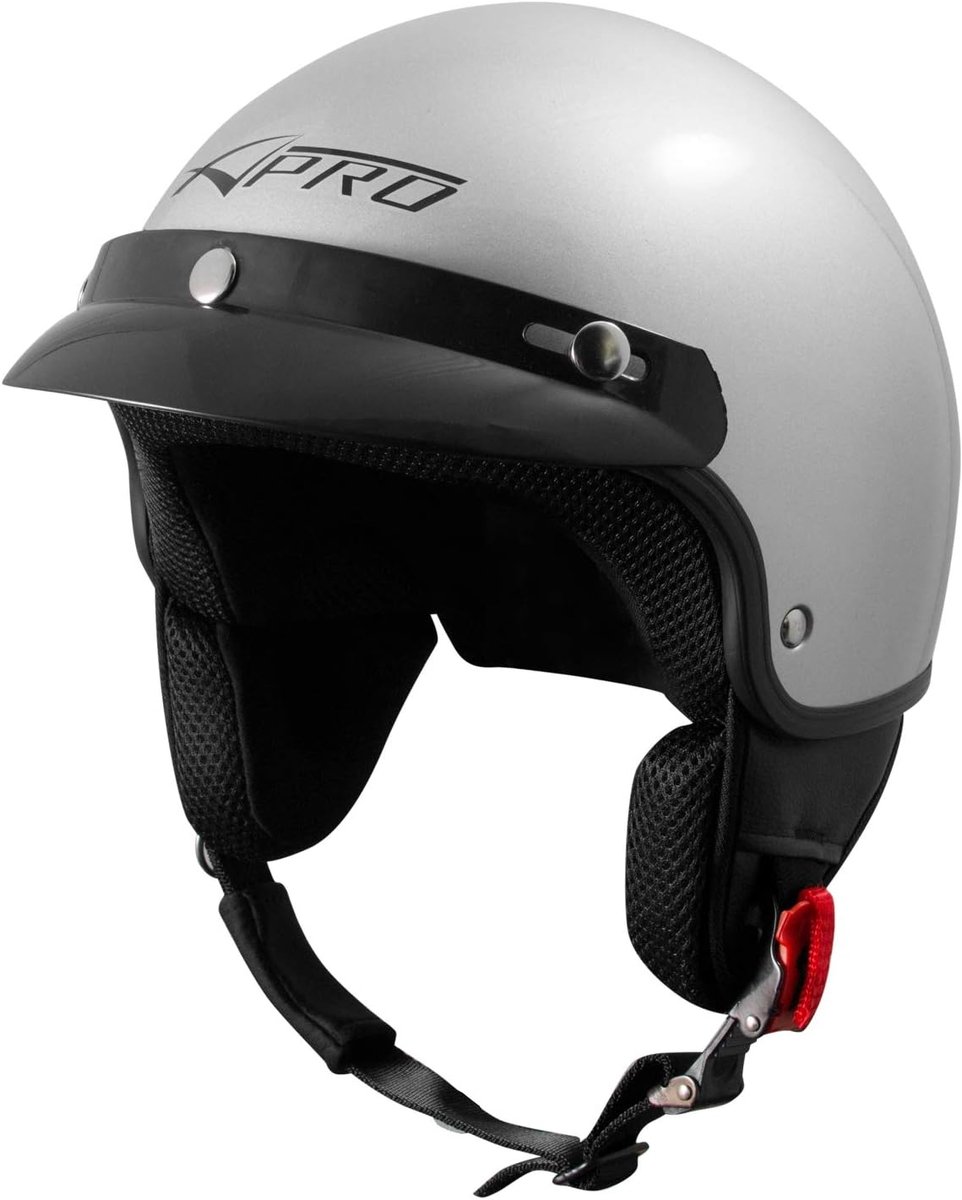 Open Jet Helm - Scooter Helm - Motorrijden - ECE 22-05 Goedgekeurd - 57-58 cm - Zilver – foto 3