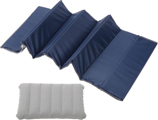 Slaapmat Campingmat - Opvouwbaar Kussen - Comfortabel Slapen - Draagbaar Opbergbaar - 190 cm Lengte - Donkerblauw — afbeelding 5