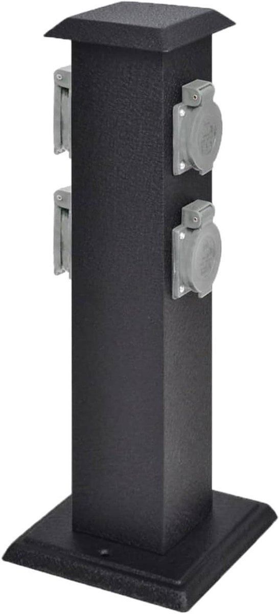 Buitenstopcontact - Tuinstopcontact - Tuinverlichting Aansluiten - Waterdicht IP44 - 40.5 cm Hoog - Zwart