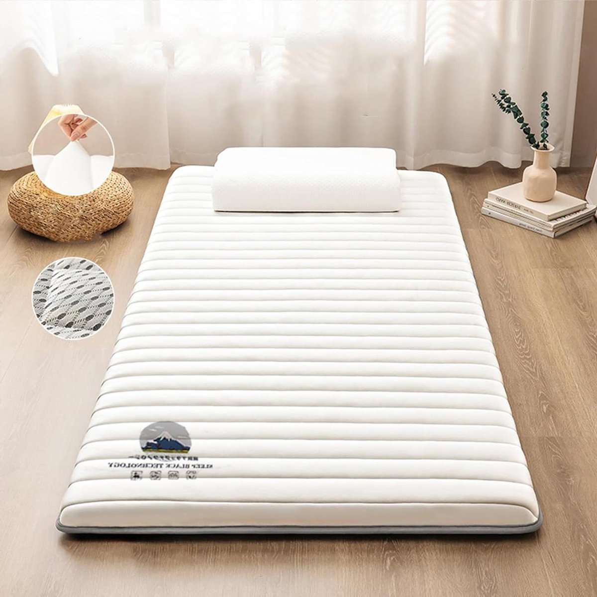 Opvouwbare Matras - Vloermatras Futon - Comfortabel Slapen - Vochtbestendig Ontwerp - Driepersoons - Grijs