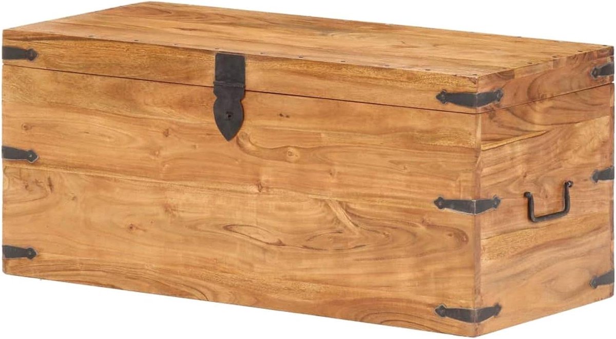 Opbergkist Hout - Houten Kist - Woonkamer Opbergen - Massief Acacia Hout - 90 cm - Natuurlijk