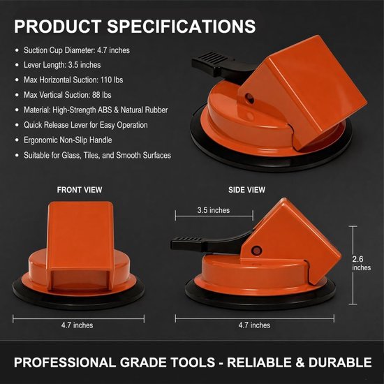 Vloer reparatie gereedschap - Laminaat parket - Vloer repareren - Geactiveerde zuignap - 12 x 6 x 4 cm - Oranje — afbeelding 3