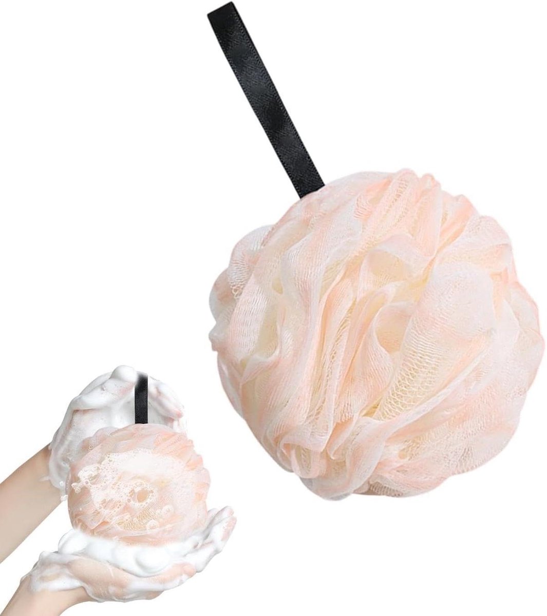 Bad spons - Douche luffa - Zachte reiniging - Fijn zacht schuim - 11 x 11 cm - Wit
