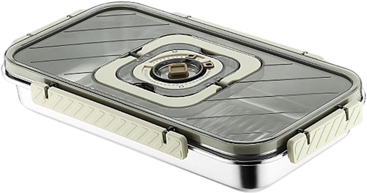 Metalen Broodtrommel - Roestvrijstalen Doos - Brood Vers Houden - Luchtdicht Deksel - 36x20x8.5 cm - Zilver