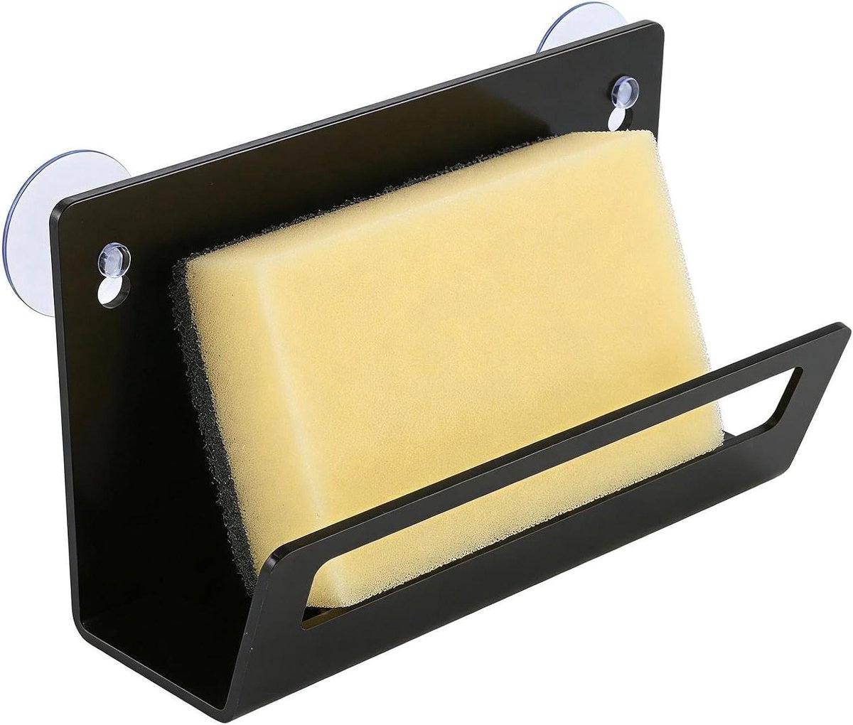 Spons Houder - Afwas Houdertje - Keuken Organiseren - Sterke Zuignap - 17.7 cm - Zwart