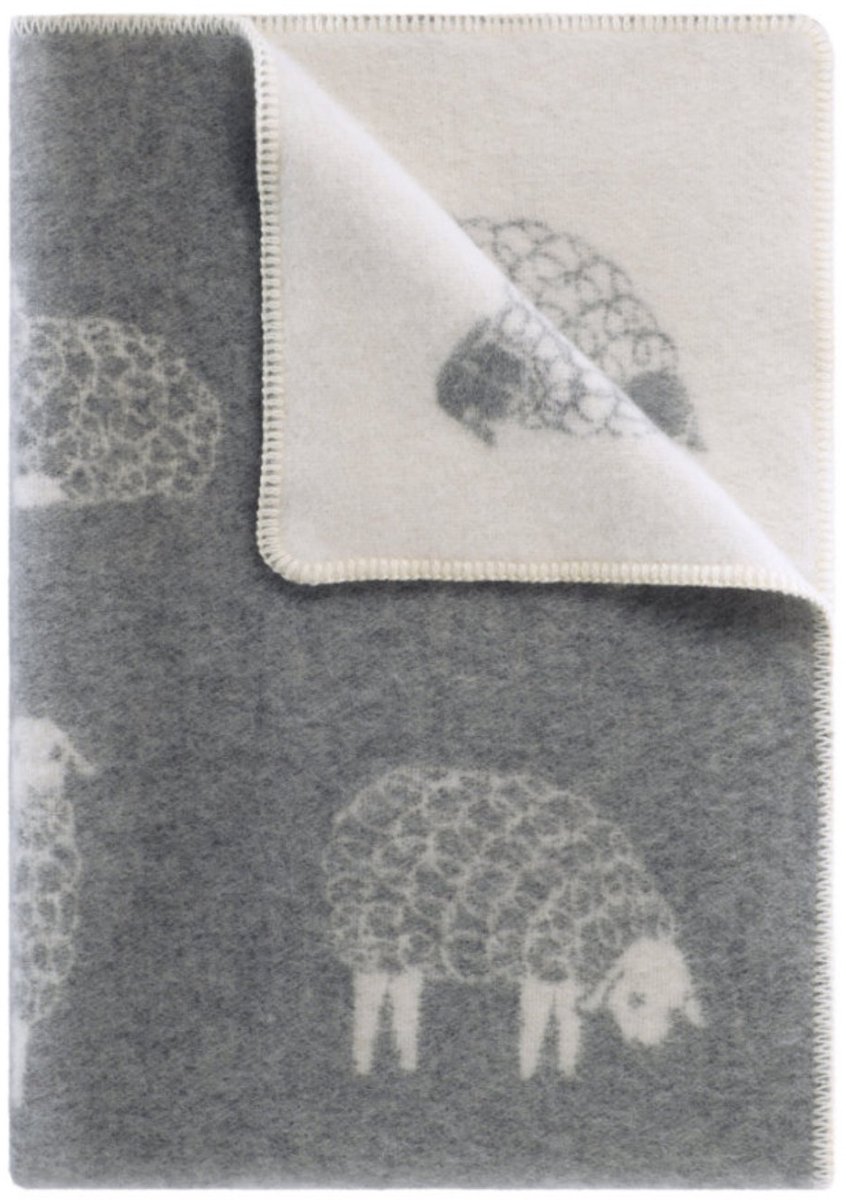 JJ Textile Wollen Kinderdeken - SHEEP (Grijs) 90x130cm
