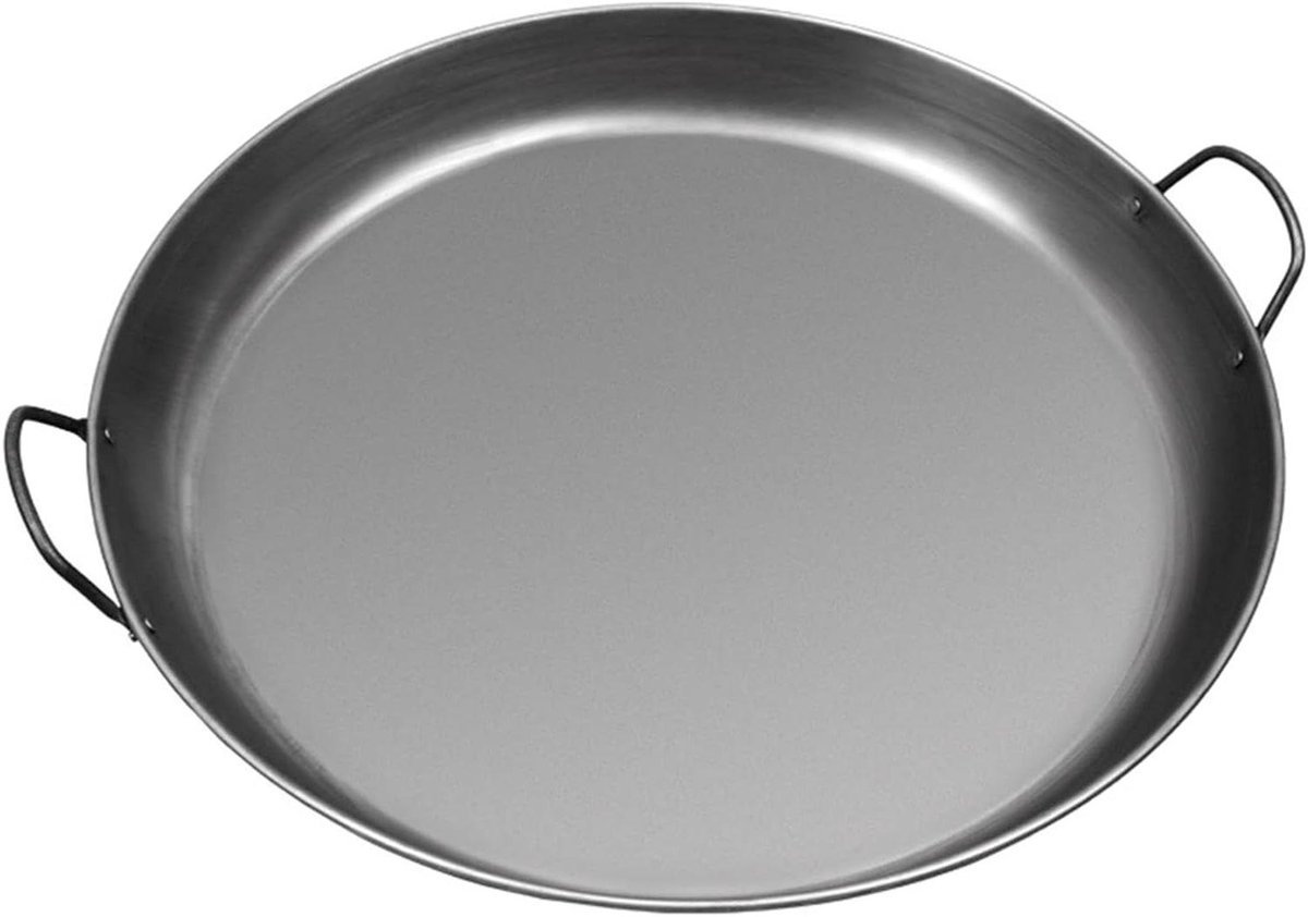 Gietijzeren Paella Pan - Koekenpan - Thuis Koken - Dubbele Handgrepen - 35cm Diameter - Zwart